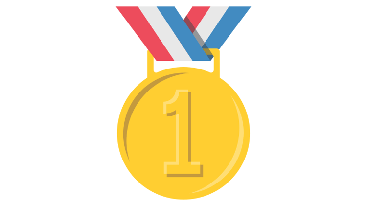 Gold medal with a number one, symbolizing Alabama’s ranking as first in political corruption
