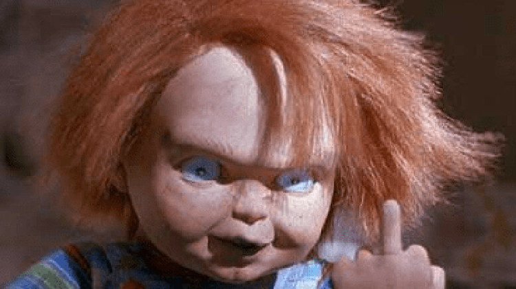 Chucky doll caricature representing Chuckee Cheeze, a local journalist criticized in an article about Fairhope politics
