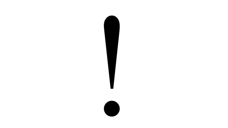Exclamation point graphic representing a recent unexpected shoulder surgery and recovery challenges