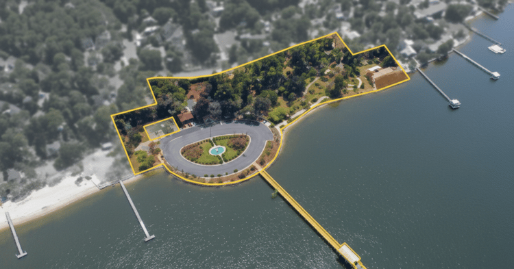 Aerial view highlights Fairhope City Hall and surrounding area, featured in the State of the City report