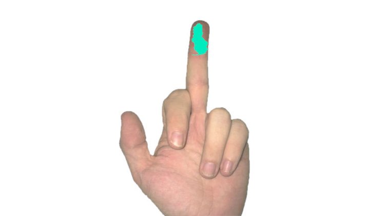 Politicians united against Poison Ivy: a hand gesture with a green marking on the index finger, symbolizing opposition