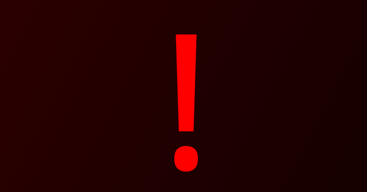 A large red exclamation mark centered on a white background