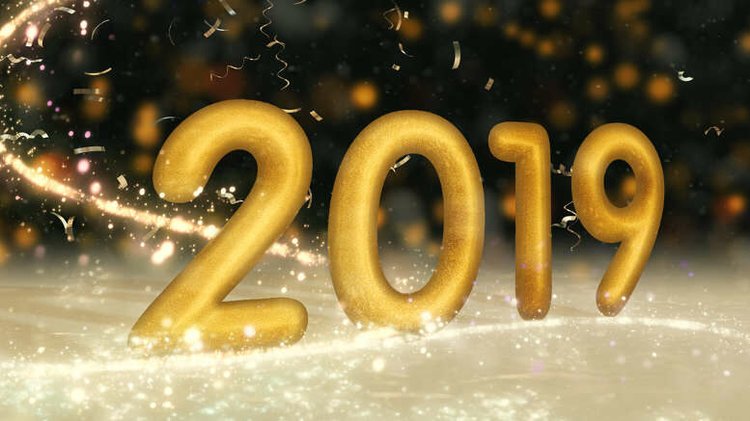 Golden 2019 numerals sparkle against a dark background, symbolizing a hopeful new year for Baldwin County politics