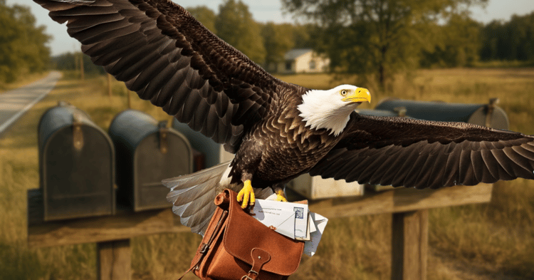 Baldwin County: An eagle delivers mail, symbolizing news and information from The Ripp Report consumer group