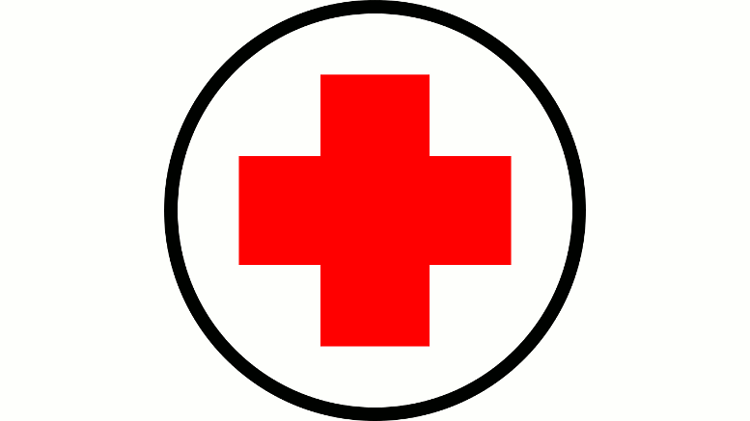 Red Cross emblem: a white circle containing a red cross, symbolizing medical assistance potentially delayed for patients