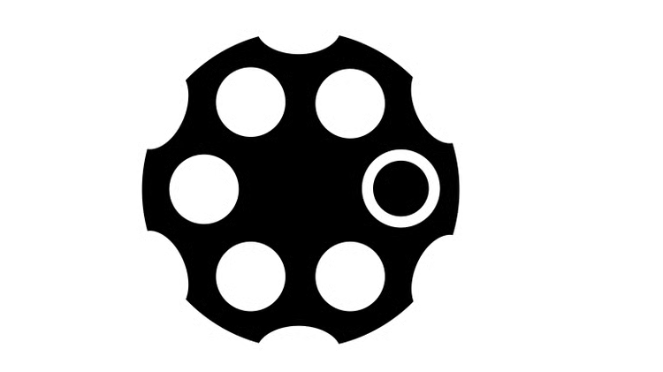 Revolver cylinder graphic symbolizing Fairhope’s legal troubles and risky court proceedings described in the article