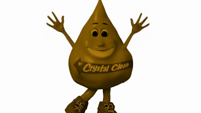 Cartoon water droplet mascot labeled Crystal Clean, representing Baldwin County Sewer Service, a privately operated, unr... - animated